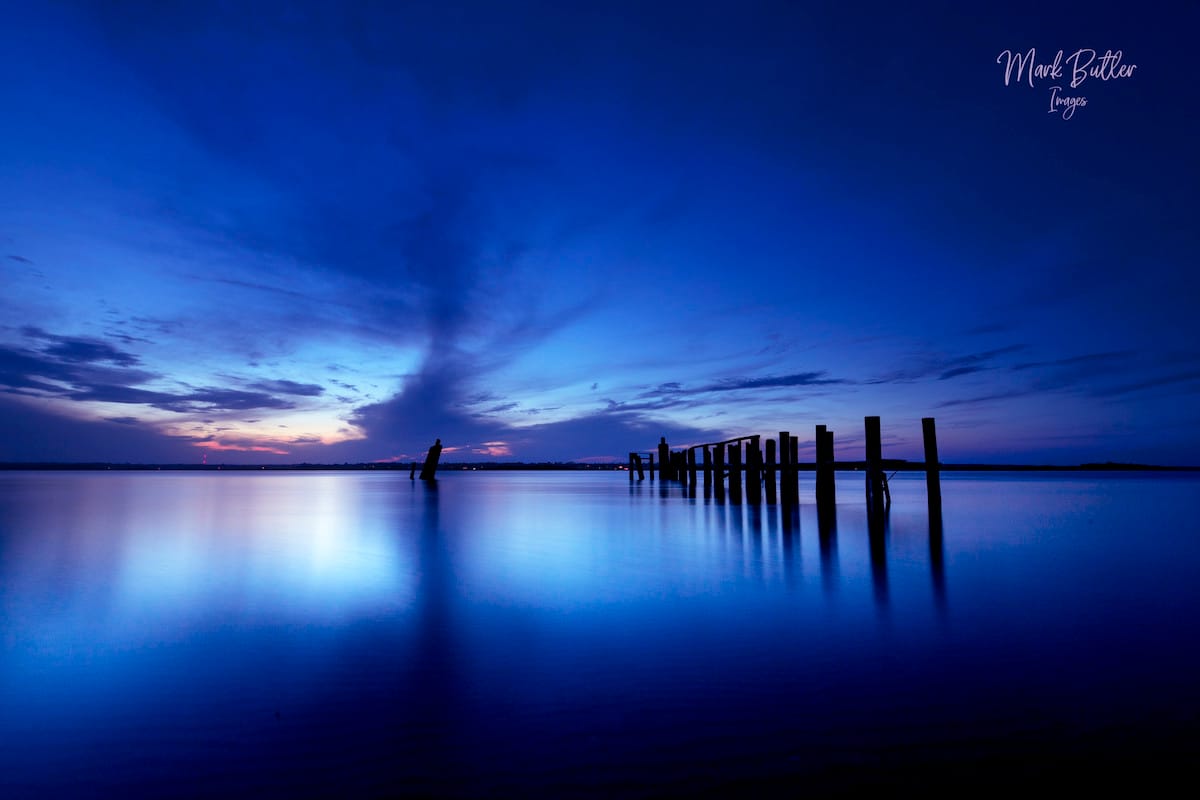 blue seascape at dusk