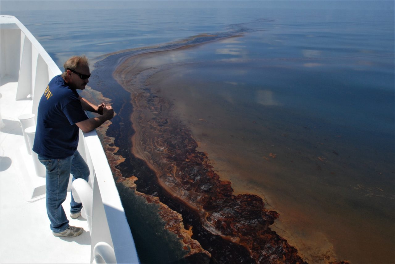 National Oceanic and Atmospheric Administration researchers collect data on a redirected mission to study the impact on marine life of the massive oil spill caused by the oil leak from the Deepwater Horizon oil well that exploded 20 April.