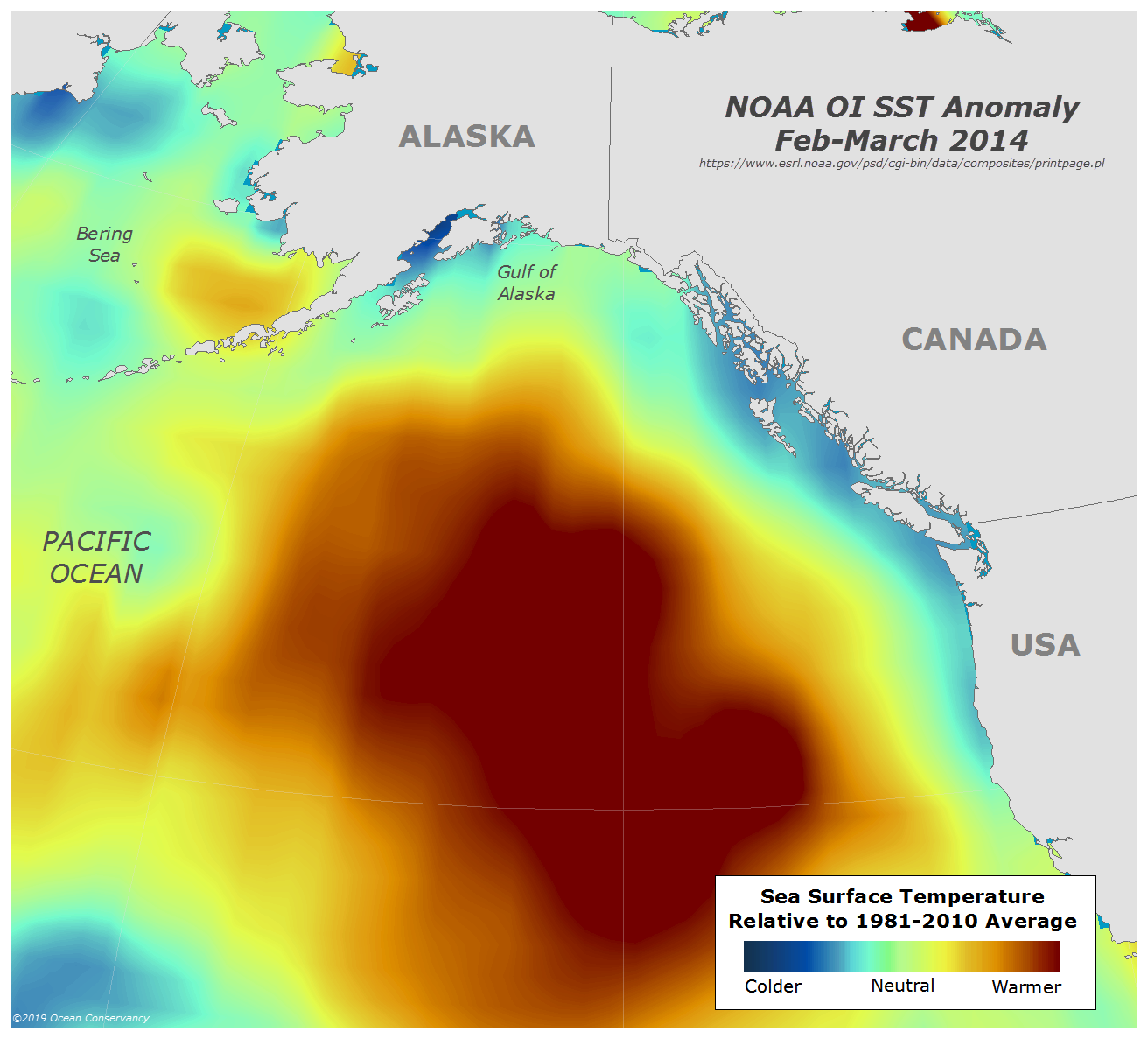 N Pacific Heat Blob- Feb-March 2014