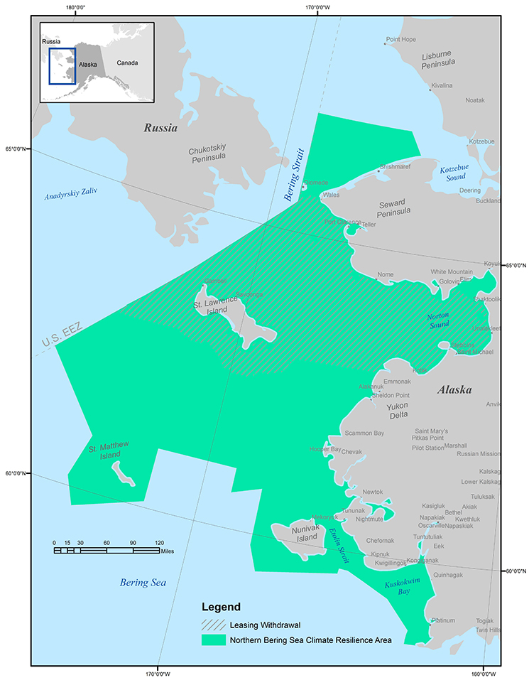 map showing the boundaries of the Northern Bering Sea Climate Resilience Area