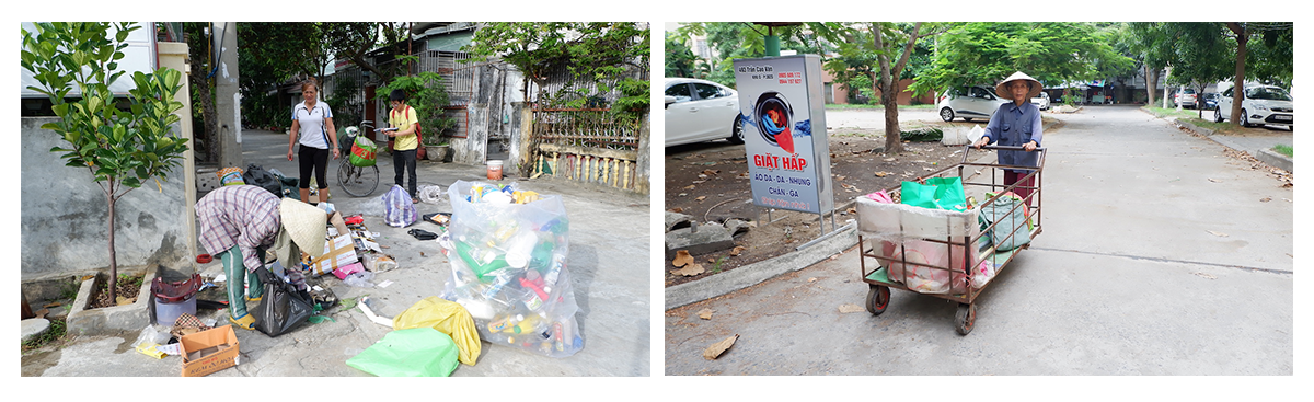 Waste pickers in Trung Van village, Ha Noi city and Female street collector in Da Nang city