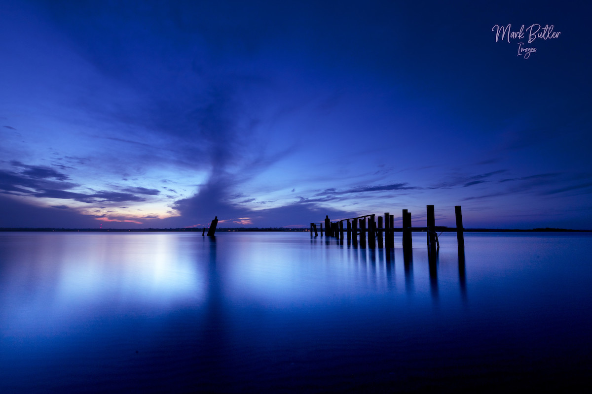 blue seascape at dusk