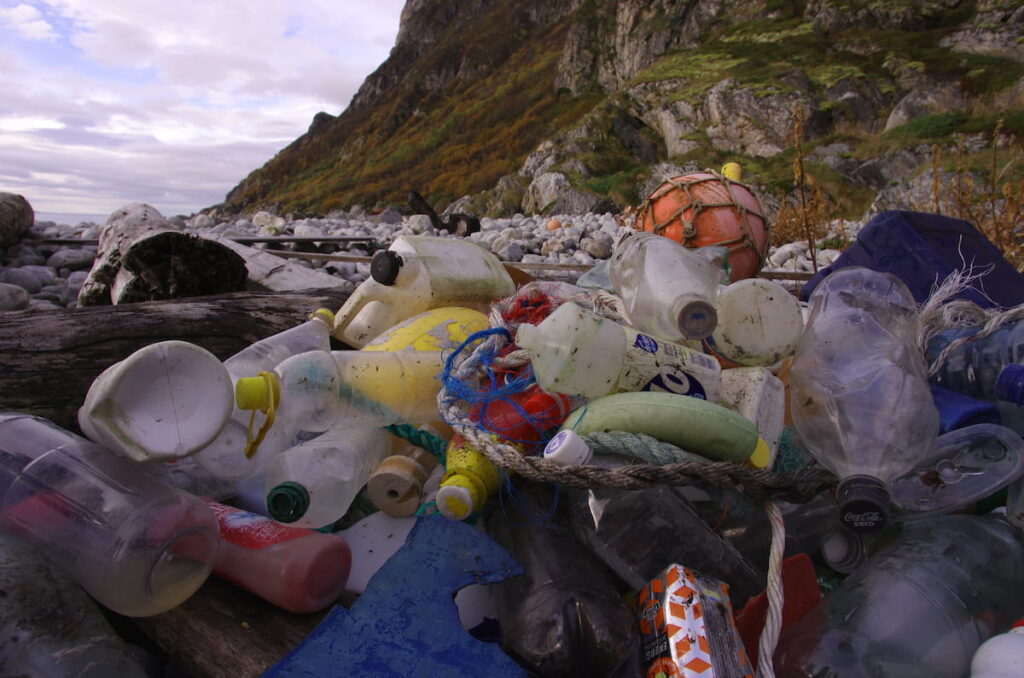 Plastic pollution on the beach