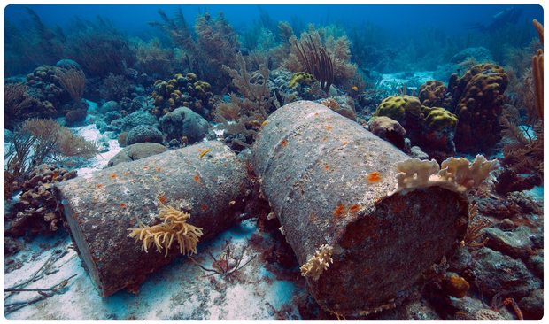 Oil drums at bottom of the ocean