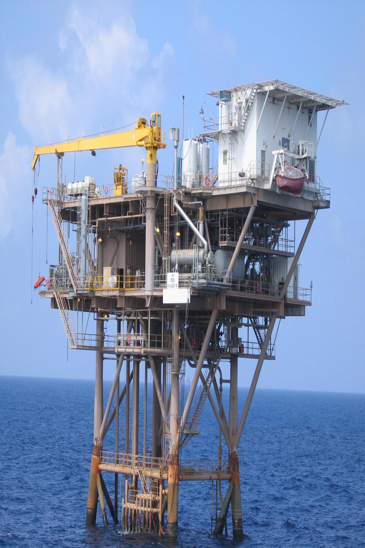 Oil platform in ocean