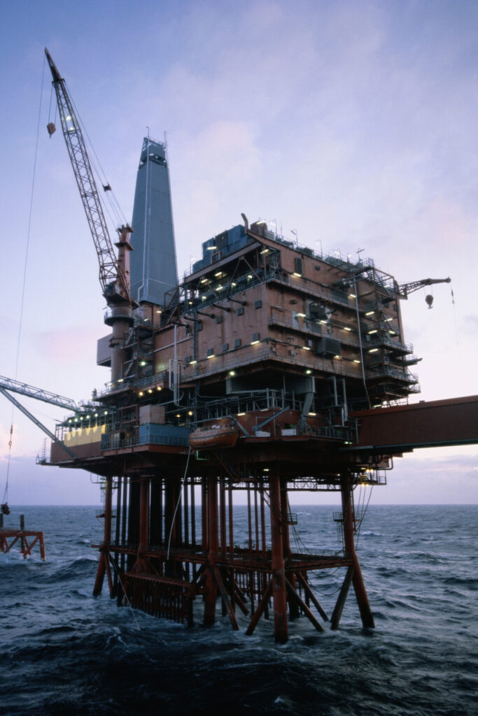 Oil platform in ocean