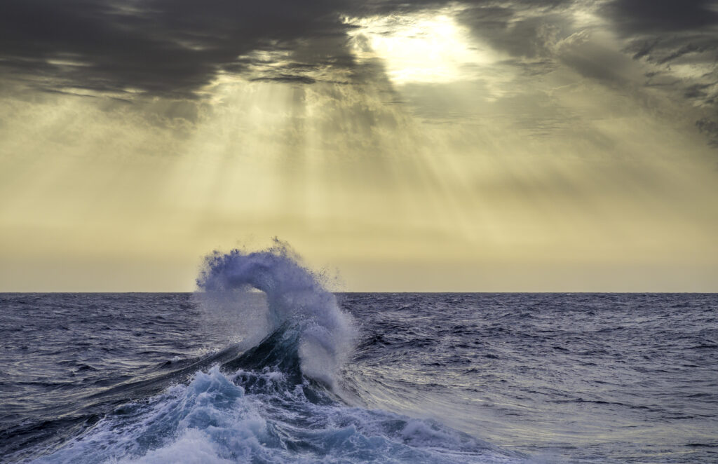 Wave break on the surface of the Mediterranean Sea